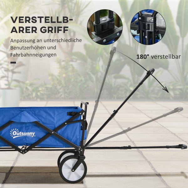 Outsunny Bollerwagen, 93L x 49B x 75-100H cm, Stahl (Q195), Nylon, Oxford, blau