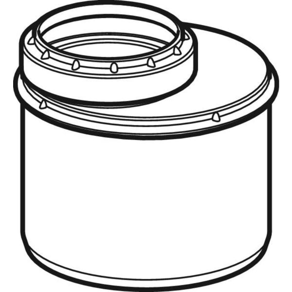 Strichzeichnung eines exzentrischen Übergangsstücks oder Rohrverbinders für die Sanitärinstallation.