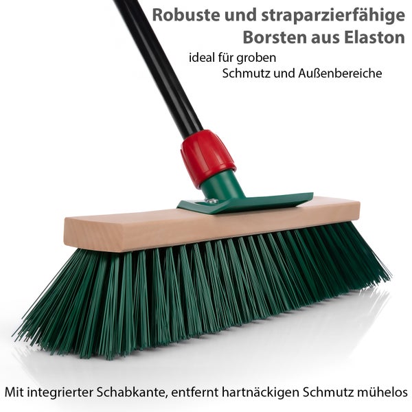 Kehrbesen mit Elastonborsten und Schaber für groben Schmutz