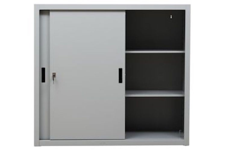PROREGAL Schiebetürenschrank Ant 3 Ordernhöhen HxBxT 109 x 120 x 45 cm Grau
