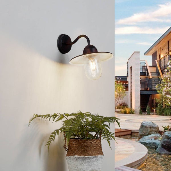 Lindby Wandleuchte außen Filip (spritzwassergeschützt (Modern) in Braun aus Metall (1 flammig, E27) - Außenwandleuchten Wandlampe Led Außenlampe Outdoor für Außenwand/Hauswand Haus
