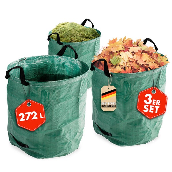 FLOORDIREKT Gartenabfallsack - im 3er Set - für Gartenabfälle - Stabil - Selbststehend & Wasserabweisend