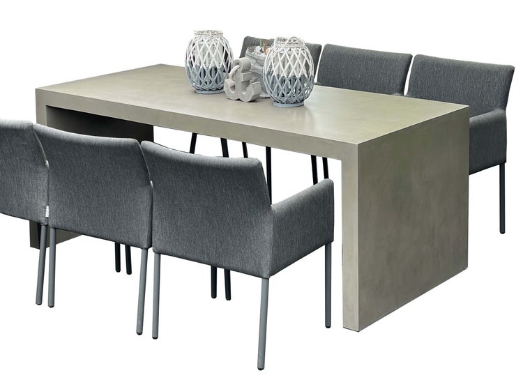 Beton Esstisch Set 7 teilig U-Form