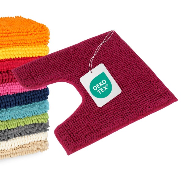 U-förmiger Hochflor-WC-Vorleger aus Chenille mit OEKO-TEX Zertifikat für Schadstoffprüfung.