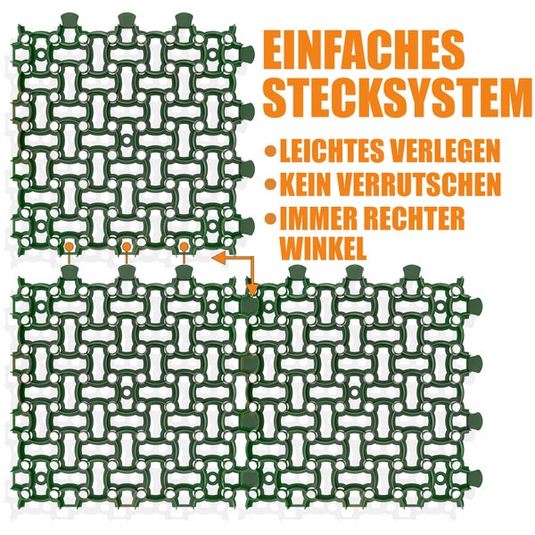 Grüne Rasengittersteine mit Stecksystem zur einfachen Verlegung