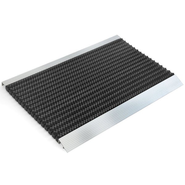 FLOORDIREKT Fußmatte - Profi Brush - Schmutzfangmatte mit Alu-Rahmen - Schwarz 60 x 90 cm