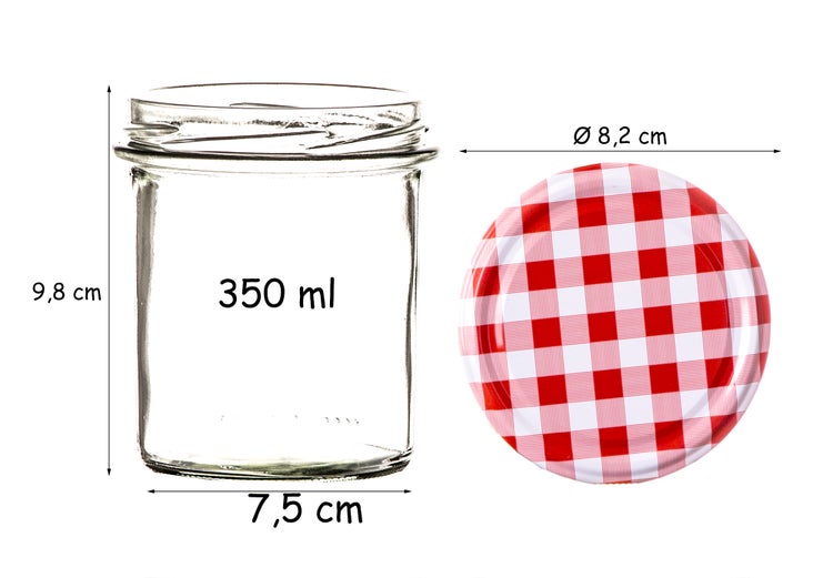 Einmachglas 350 ml mit Deckel mit Karomuster
