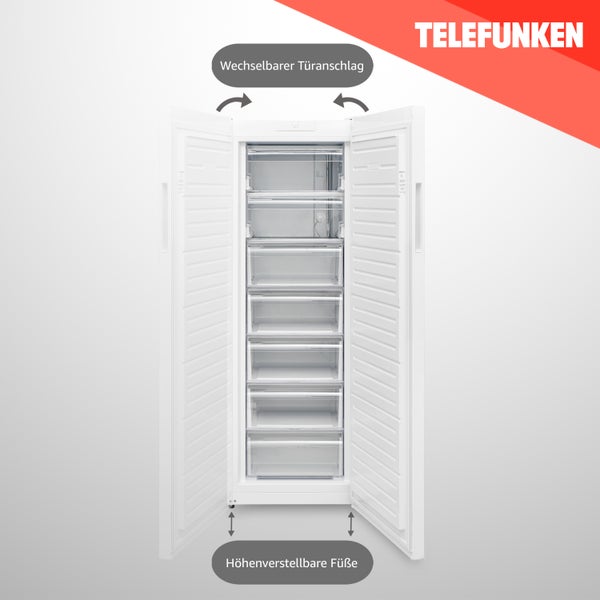 Telefunken Gefrierschrank groß Tiefkühlschrank freistehend 248 Liter 4*-Gefrieren F-GS-175-E-W weiß