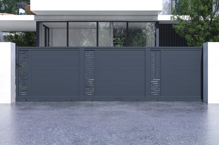 Schiebetor 6m ARLBERG H.160 graues Aluminium