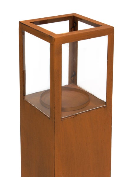 FRANK FLECHTWAREN | Windlichtsäule Trend, 2er Set, METALL, 15 x 15 x 55 cm, 18 x 18 x 74 cm, Kerzenteller für Kerzen Ø 9 cm, 12 cm geeignet, ohne Kerzen