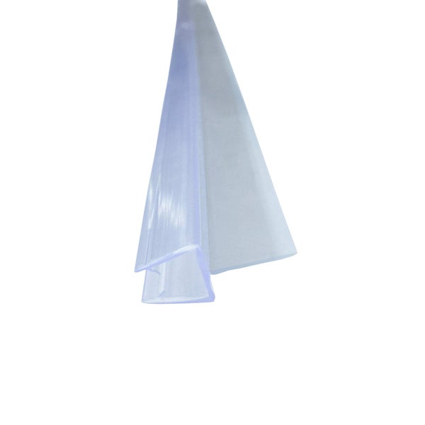 Transparente Duschdichtung aus Kunststoff mit U-Profil und Dichtlippe.