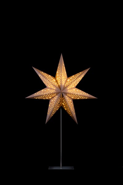 Sterntaler Dekostern | Weihnachtsstern Papier | Samt | Faltstern mit Ständer | 45cm | Innen | Glühbirne | Netzstecker