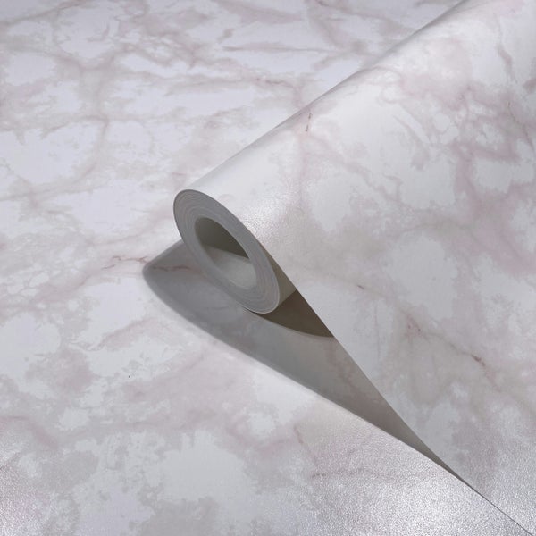 Tapete Weiß Beige Marmoroptik Modern für Wohnzimmer Schlafzimmer Küche MADE IN GERMANY 10,05 x 0,53m
