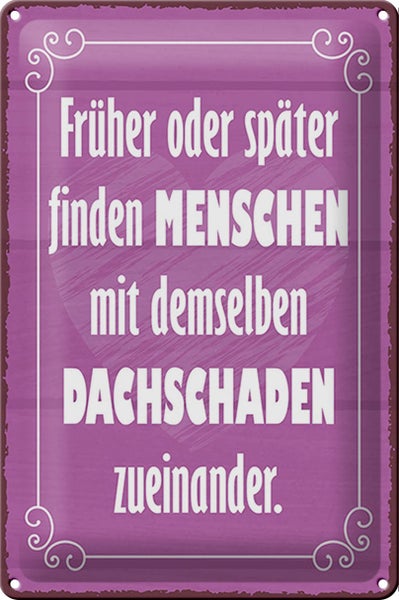Blechschild Spruch 20x30cm Menschen demselben Dachschade