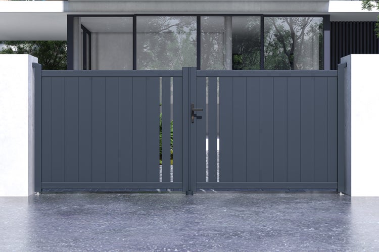 Flügeltor 3,5x1,4m GIONA + GIONA-Tor H.1,4m grau