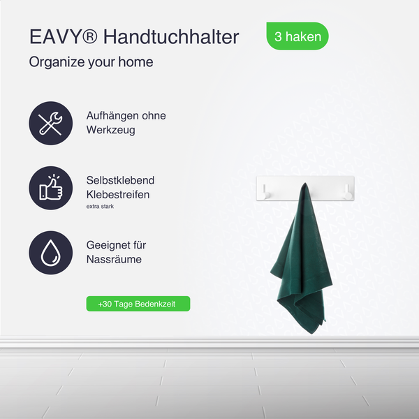 EAVY Hakenleiste Edelstahl Weiß Selbstklebend