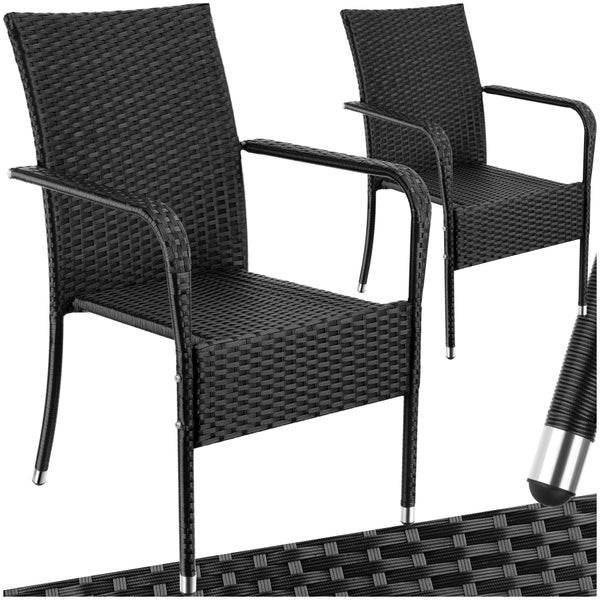Rattanstuhl tectake Girona 58 x 67 x 90 cm, Belastbarkeit 120 kg widerstandsfähig schwarz