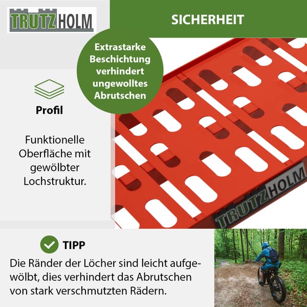 TRUTZHOLM 2 x Auffahrrampen klappbar 228 cm Tragkraft 680 kg Alu rot gelocht Rampen Motorradrampen