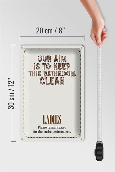 Blechschild Spruch Keep this bathroom clean 20x30cm