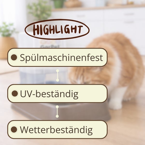 Wichtige Merkmale: Spülmaschinenfest, UV-beständig und wetterbeständig.