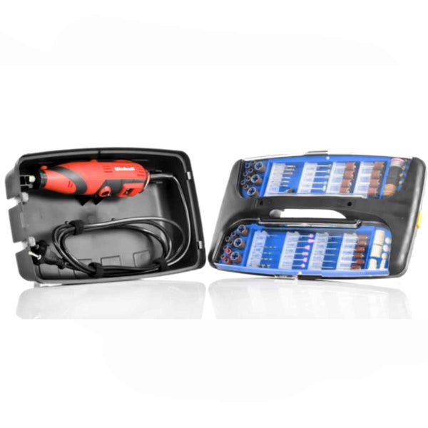 Einhell Schleif- und Gravur-Set im Koffer mit umfangreichem Zubehör wie Schleifstiften und Trennscheiben.