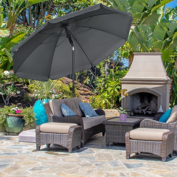 Outsunny Sonnenschirm Strand Ø180 cm UV 50+ windfest stabil Strandschirm mit UV-Schutz sturmfest Balkon-Schirm faltbarer Gartenschirm sicherer Sonnenschutz für Reisen Strand Balkon Camping Dunkelgrau