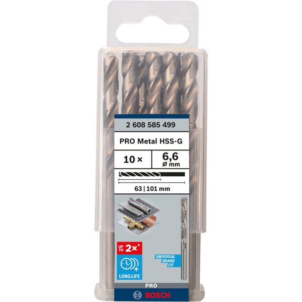Bosch Pro Metal HSS-G Bohrer Set, 10 Stück, 6,6 mm Durchmesser