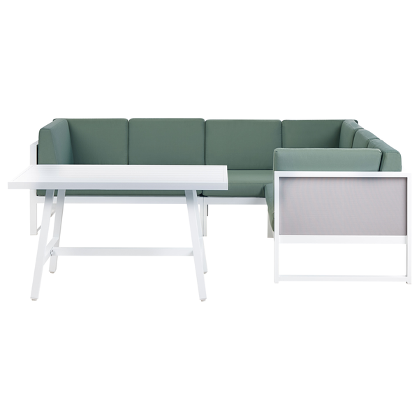 Garten Ecksofa mit Tisch 6-Sitzer CASTELLA/FRATTE linksseitig Metall Grün
