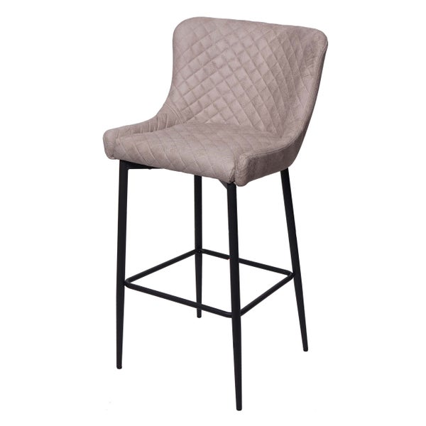 Barhocker mit Rautenmuster und schwarzem Metallgestell