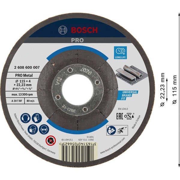 Bosch PRO Metal Schleifscheibe 115 x 4 x 22,23 mm - 2608600007