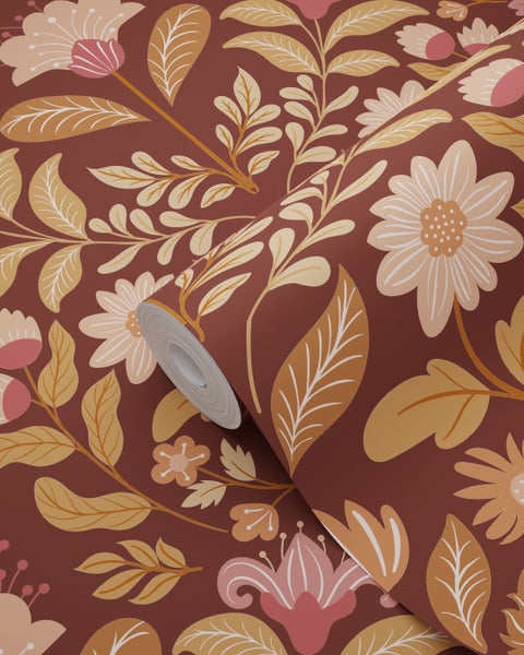 Tapetenrolle mit floralem Muster