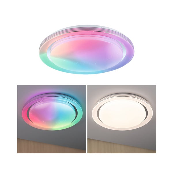LED Deckenleuchte Rainbow mit Regenbogeneffekt RGBW+ 2800lm 230V 38,5W dimmbar Chrom, Weiß