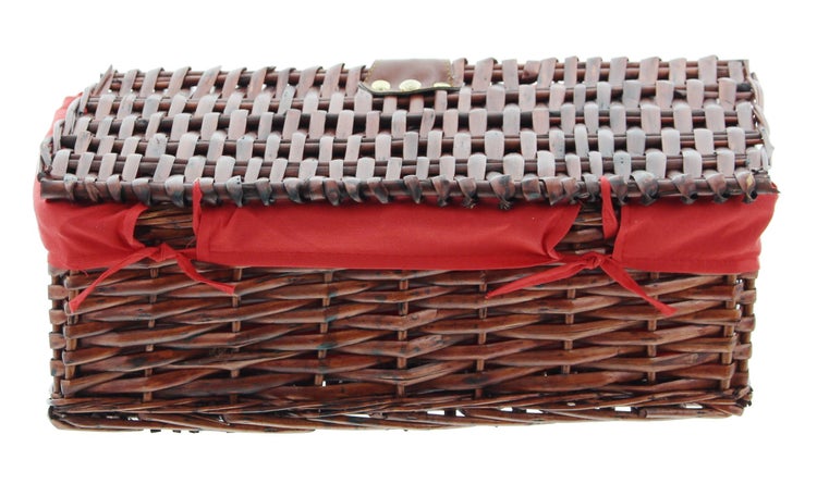 FRANK FLECHTWAREN | Weidenkoffer mit Textil, WEIDE, ca. Innenmaße 32 x 17 x 10 cm, Außenmaße 34 x 20 x 13 cm