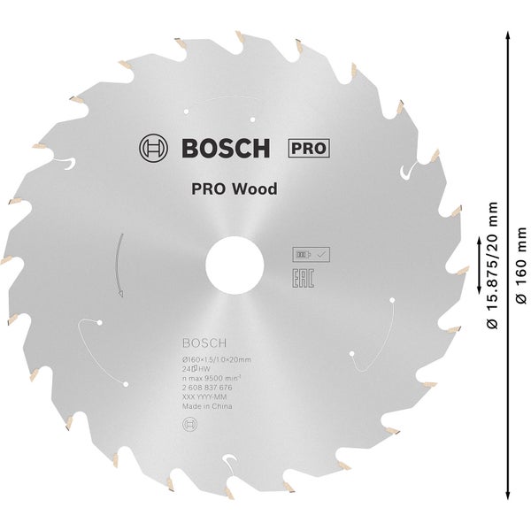 Bosch PRO Wood cordless Blatt für Kreissägen 160 x 1,5 x 20 mm - 2608837676
