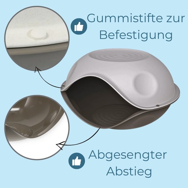 Halbkugel aus Kunststoff mit Gummistiften zur Befestigung und abgesenktem Abstieg