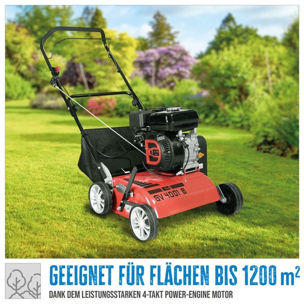 Benzin Vertikutierer GV 4001 B für Rasenflächen bis 1200 Quadratmeter mit 4 Takt Motor