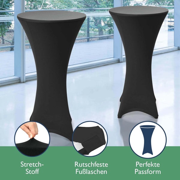 Zwei Stehtische mit Stretch-Hussen für den Hornbach Webshop