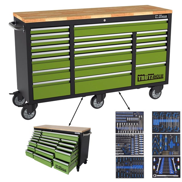 Werkstattwagen Deluxe XXL 254tlg. 161x92,5 cm 20 Schubladen Rollenschrank Werkzeugwagen