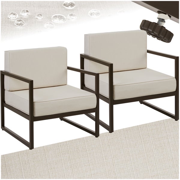 Garten-Loungesessel tectake Comosa 74 x 78 x 85 cm Dicke des Sitzpolsters 14 cm braun/beige