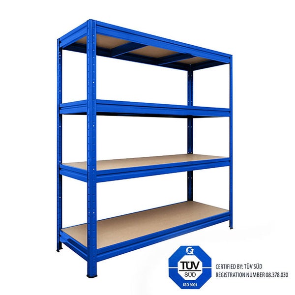 FLOORDIREKT Weitspannregal - Blau - Regal für Keller & Werkstatt - Traglast bis 1600 kg - 200 x 150 x 60 cm