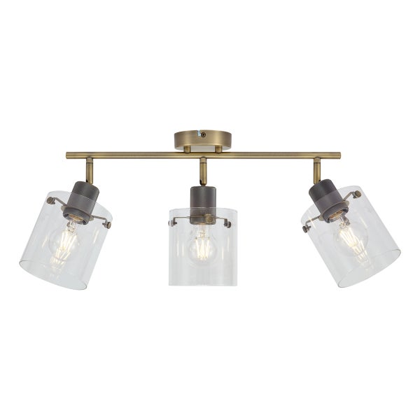 Deckenleuchte mit drei Leuchten und klaren Glasschirmen