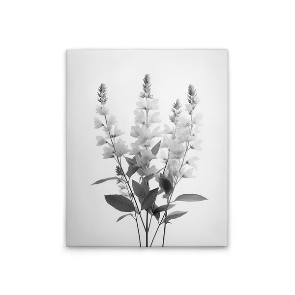 Schwarzweiße Leinwand mit Blumenmotiv für die Wandgestaltung