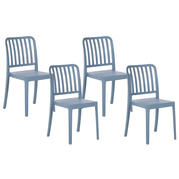 Gartenstuhl 4er Set SERSALE Kunststoff Blau