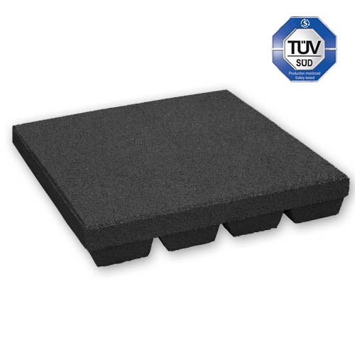 Gummifliese 75 mm - 50 x 50 cm - Schwarz