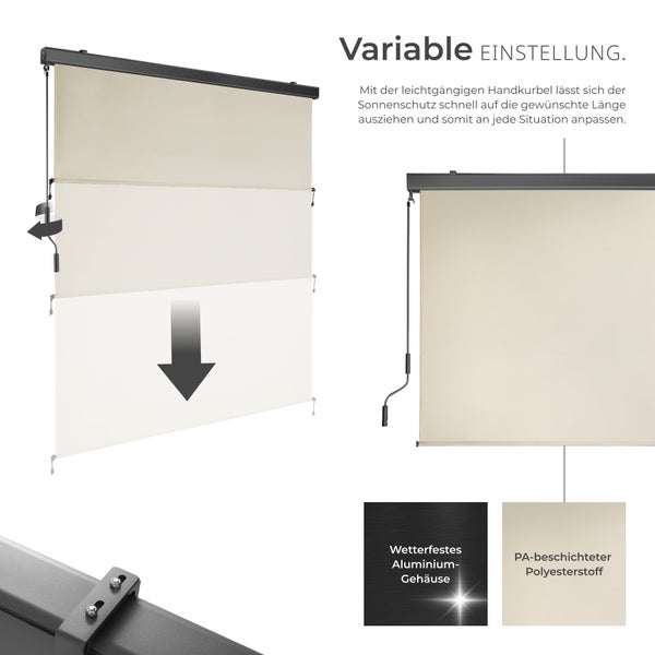 Senkrechtmarkise tectake Eloise inkl. Wandhaltern verschiedene Größen beige