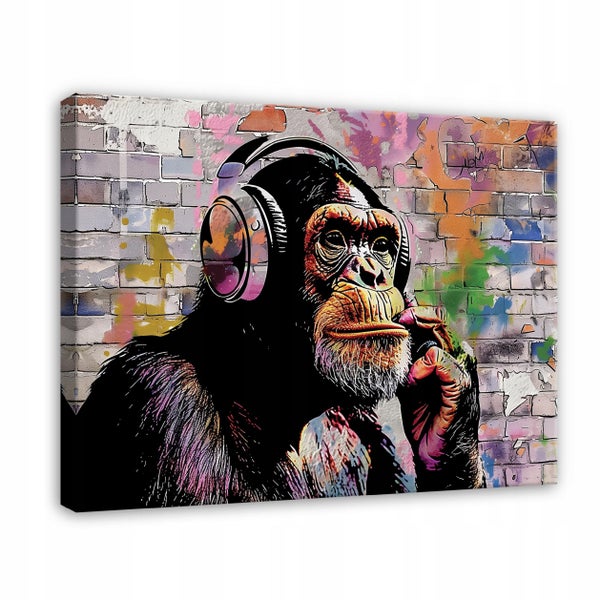 Leinwandbild Abstrakt Banksy grau Modern Bilder Wohnzimmer 120X80 cm