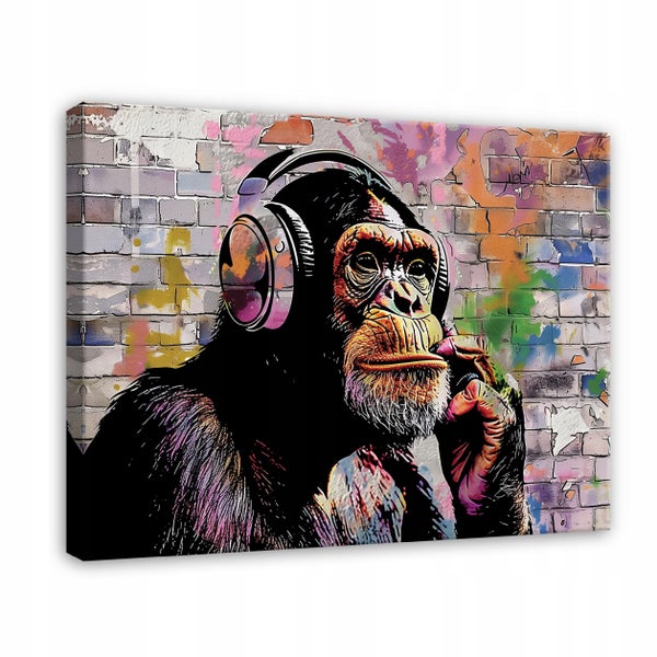 Leinwandbild Abstrakt Banksy grau Modern Bilder Wohnzimmer 100X70 cm