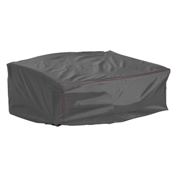 Wetterfeste graue Schutzhülle für Gartenmöbel aus Polyester in rechteckiger Form.