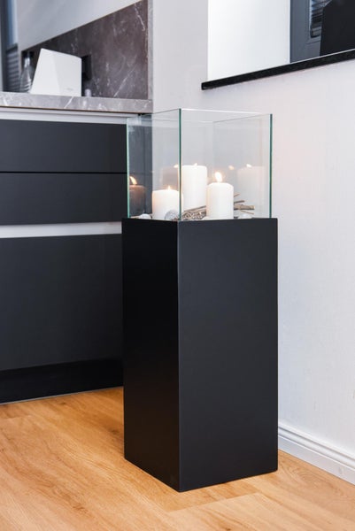 VIVANNO Windlicht CANDELA 80x25x25 cm Alu-Verbund Schwarz matt
