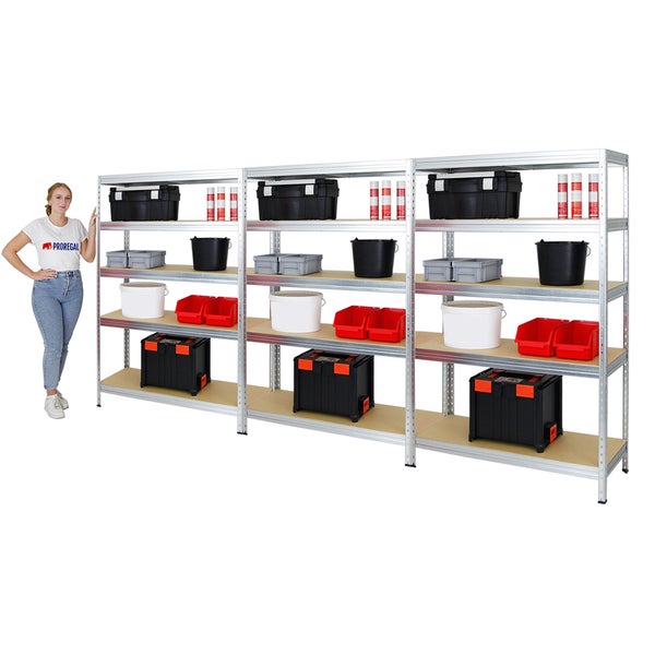 PROREGAL Mega Deal 3x Schwerlastregal Rivet HxBxT 180 x 120 x 45 cm Fachlast 250 kg Verzinkt